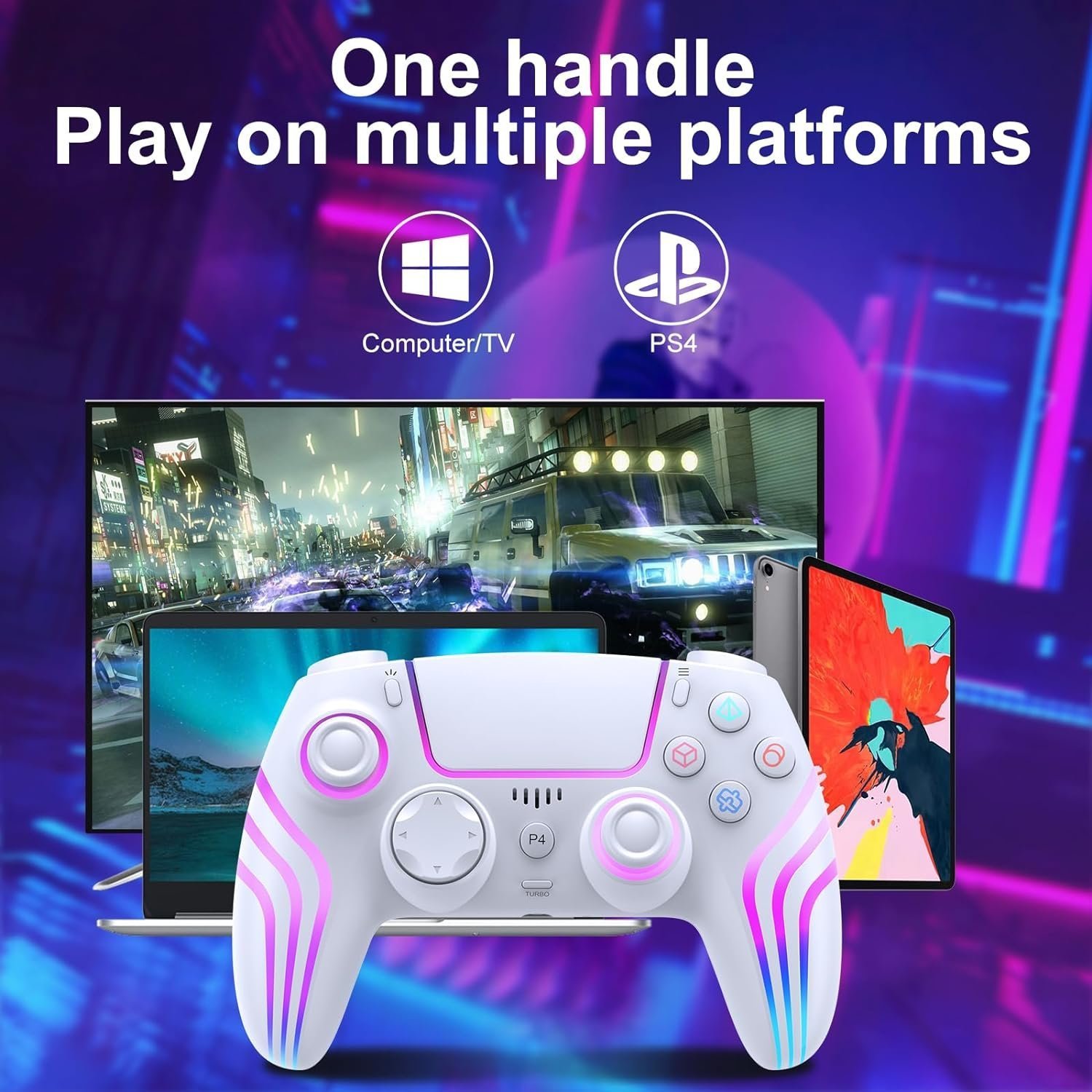SWCTIM wireless controller for PS4 with multi-platform compatibility, supporting PC, TV, and tablet gaming. Reviewed by Gaming Extra Reviews.