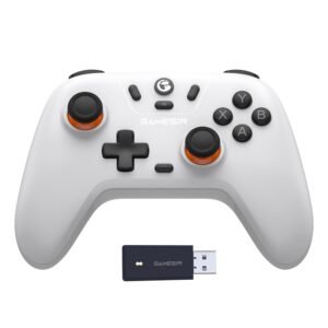 GameSir Nova Lite Wireless Bluetooth Gaming Controller in white with dual analog sticks, ABXY buttons, and USB dongle. Reviewed by Gaming Extra Reviews.