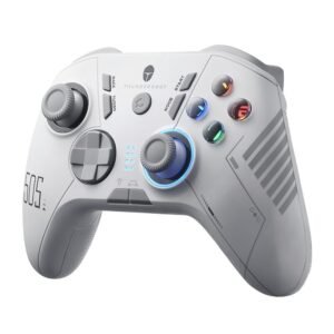 Thunderobot G50S gaming controller with dual analog sticks, LED lighting, and ergonomic design in a white finish.