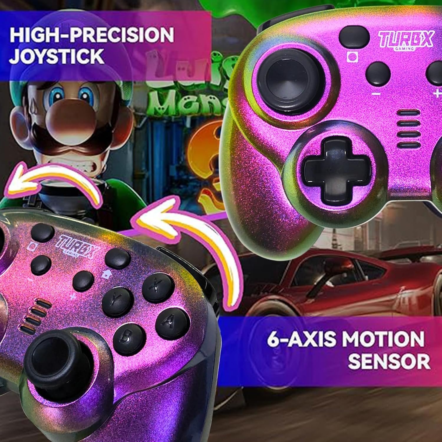 Tiny Nintendo Switch Wireless Controller TurbX Prism Shift Mini Features